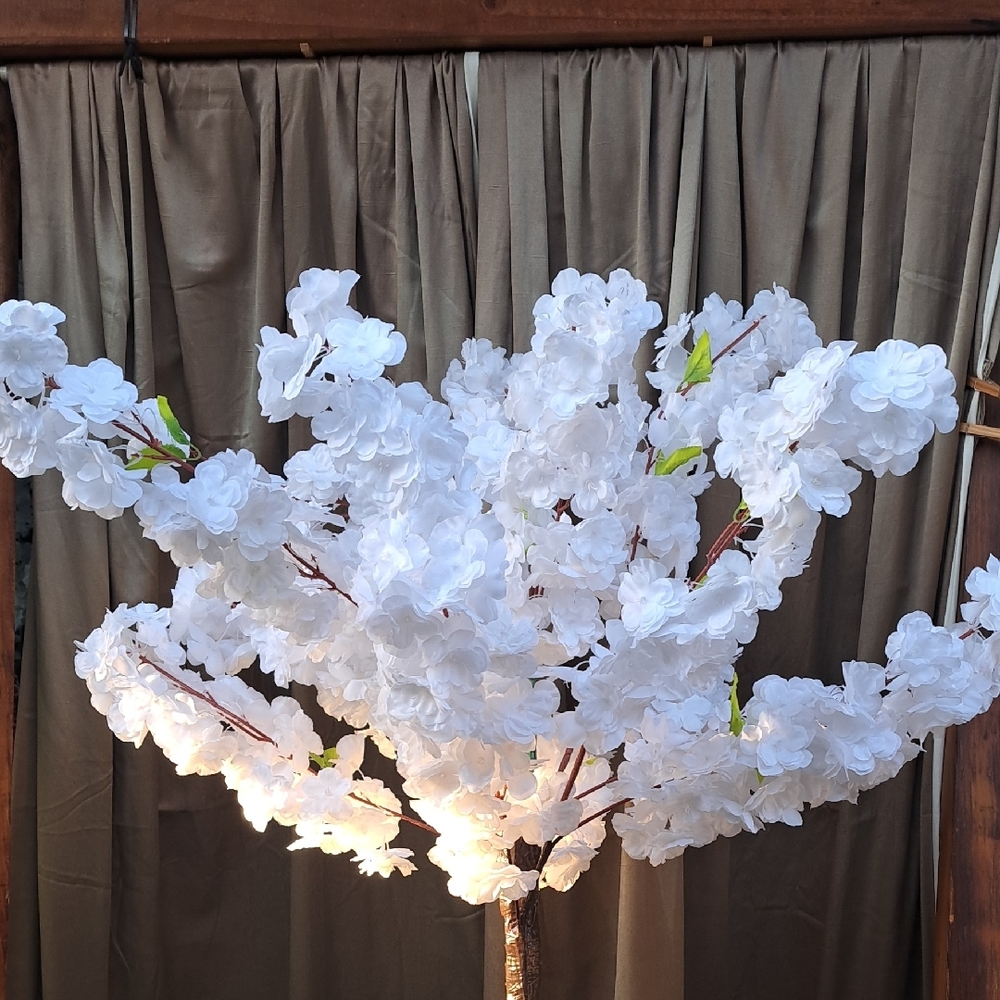 White Faux Floral Cherry Blossom Accent